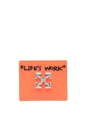 Off-White porte-cartes en cuir à plaque logo - Orange