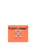 Off-White porte-cartes en cuir à plaque logo - Orange