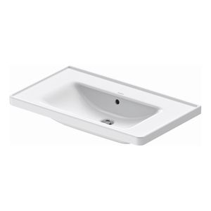 Wastafel Duravit D-Neo WonderGliss Met Rand Overloop Kraanvlak 1 Kraangat 80 cm Hoogglans Wit