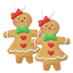 Kersthanger/ornament -gingerbread peperkoek vrouwtje -2x st- kunststof - 11 cm