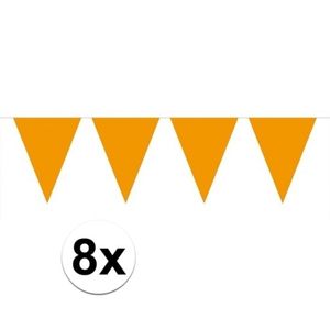 8 stuks Vlaggenlijnen/slingers XXL oranje 10 meter