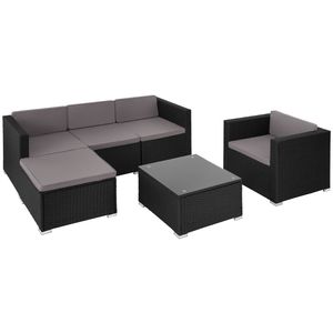 tectake® - Wicker loungeset Lignano met fauteuil - zwart