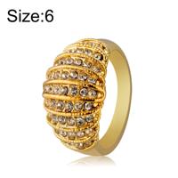 Fashion Gold-Plated Layered with Rhinestone Ring for Women(Gold with Diamond US Size: 6)
