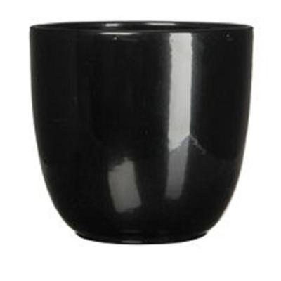 Bloempot - zwart - H11 x D12 cm - keramiek - pot voor kamerplant - plantenpot
