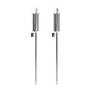 Tuinfakkel - 2x - 115 cm - RVS zilver - glasvezel lont - op lampenolie - oliefakkel