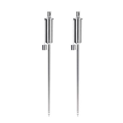 Tuinfakkel - 2x - 115 cm - RVS zilver - glasvezel lont - op lampenolie - oliefakkel