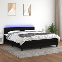 Boxspring met matras en LED stof zwart 180x200 cm
