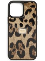 Dolce & Gabbana coque d'iPhone 14 Pro Max à imprimé léopard - Noir