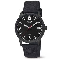 Boccia 3650-04 Horloge titanium-textiel zwart 40 mm - thumbnail