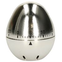 Kookwekker/eierwekker ei vorm 7 cm zilver   - - thumbnail