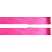 2x Fuchsia roze satijnlint rollen 1 cm x 25 meter cadeaulint verpakkingsmateriaal - Cadeaulinten