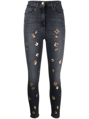 Elisabetta Franchi jean skinny à logo - Noir