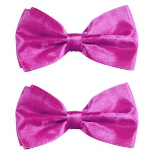 Carnaval verkleed vlinderstrikje zijdeglans - 2x - fuchsia roze - polyester - heren/dames