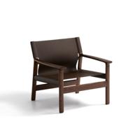 Kave Home Jan fauteuil leder Donkerbruin essenhout