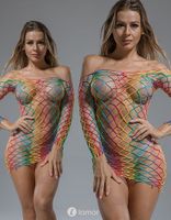 * CINDYLOVE Rainbow Off Shoulder netjurkje CL60221 * CINDYLOVE Rainbow Off Shoulder netjurkje CL60221