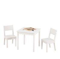 Tafel en 2 kinderstoelen met feston wit