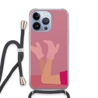 Pink boots: iPhone 13 Pro Transparant Hoesje met koord