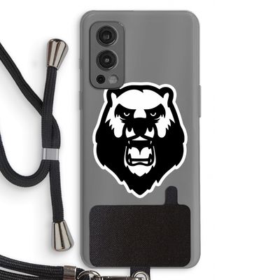 Angry Bear (white): OnePlus Nord 2 5G Transparant Hoesje met koord