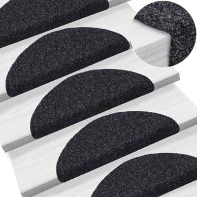 VidaXL Trapmatten zelfklevend 15 stuks 56x17x3 cm zwart halfrond