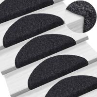 VidaXL Trapmatten zelfklevend 15 stuks 56x17x3 cm zwart halfrond