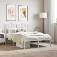 Bedframe met hoofdbord metaal wit 120x200 cm - thumbnail