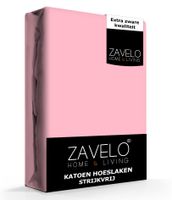 Zavelo Hoeslaken Katoen Strijkvrij Roze-1-persoons (90x220 cm)