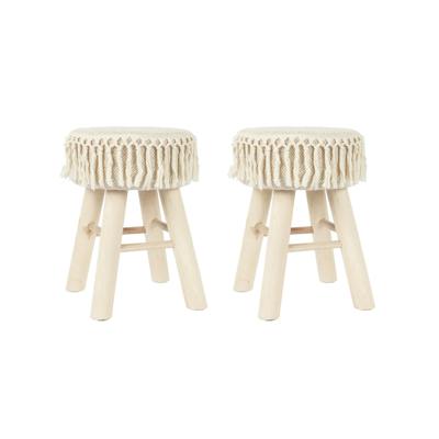 Home Deco Factory Krukje - 2x - hout - beige - bohemian - ibiza - decoratie