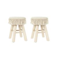 Home Deco Factory Krukje - 2x - hout - beige - bohemian - ibiza - decoratie