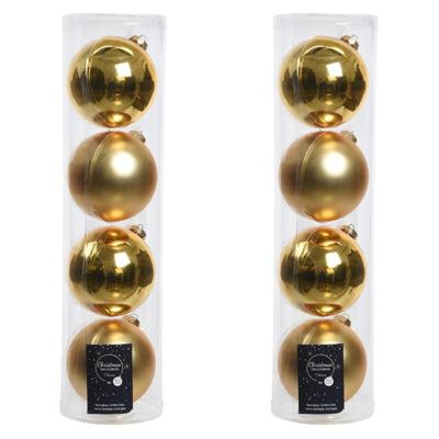 Decoris kerstballen - 8x st - goud - D10 cm - glas - kerstversiering