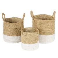 Mand (set Van 3) Roti Hout - Naturel Natuurlijk Materiaal