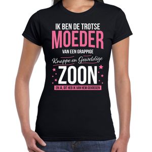 Trotse moeder / zoon cadeau t-shirt zwart voor dames 2XL  -