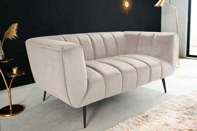 Sofa NOBLESSE 165cm 2-seater textured velvet champagne - 44537