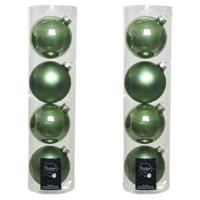 Decoris kerstballen - 8x st - salie groen - D10 cm - glas - kerstversiering