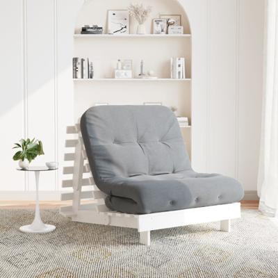 Futon slaapbank met matras 90x206x11 cm massief grenenhout wit