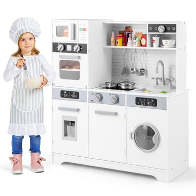 Houten Speelkeuken met Gootsteen en Kraan Rollenspelkeuken voor Kinderen Vanaf 3 Jaar Wit