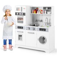 Houten Speelkeuken met Gootsteen en Kraan Rollenspelkeuken voor Kinderen Vanaf 3 Jaar Wit
