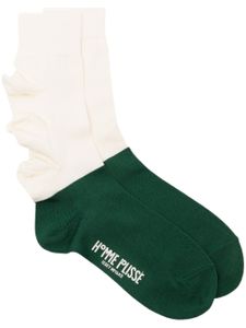 Homme Plissé Issey Miyake chaussettes bicolores à volants - Vert