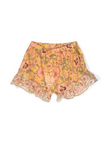 ZIMMERMANN Kids short volanté Junie à fleurs - Jaune