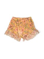 ZIMMERMANN Kids short volanté Junie à fleurs - Jaune