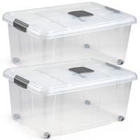 Opslagbak - 6x - 36L - organizer met deksel - 59 x 40 cm - transparant - Opbergbakken