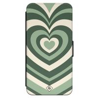 iPhone 15 Pro flipcase - Hart swirl groen