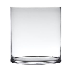 Transparante home-basics cilinder vorm vaas/vazen van glas 30 x 25 cm   -