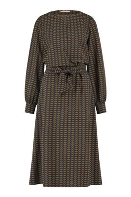 Layla etnic dress - antraciet/mustard - 07031