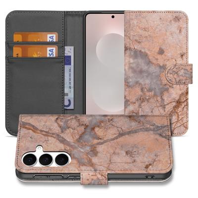 Samsung Galaxy S25 FE | Bookcase | Hoes Marmer Oranje Met Pasjes Samsung Galaxy S25 FE | Bookcase | Hoes Marmer Oranje Met Pasjes