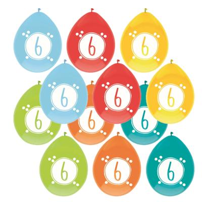 Haza party Ballonnen - 6 jaar - leeftijd verjaardag - 12x stuks - 30 cm - versiering - feestartikele