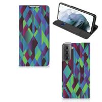 Samsung Galaxy S21 FE Stand Case Abstract Green Blue
