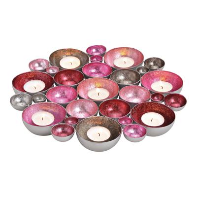 Windlichtschaal van metaal, roze/zilver (B/H/D) 30x4x30cm