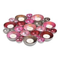 Windlichtschaal van metaal, roze/zilver (B/H/D) 30x4x30cm