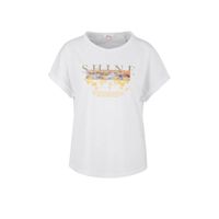 s.Oliver T-shirt met printopdruk wit/geel - thumbnail
