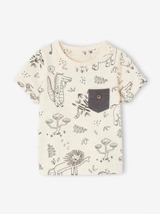 Babyshirt jungle van gevlamde jersey ecru